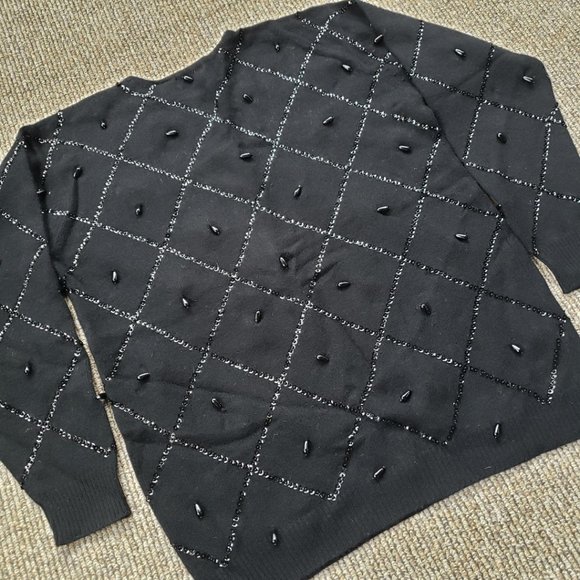 Vintage 90s Angora Lambswool Sweater Liz Clairborne Women's Medium Black - Picture 9 of 9